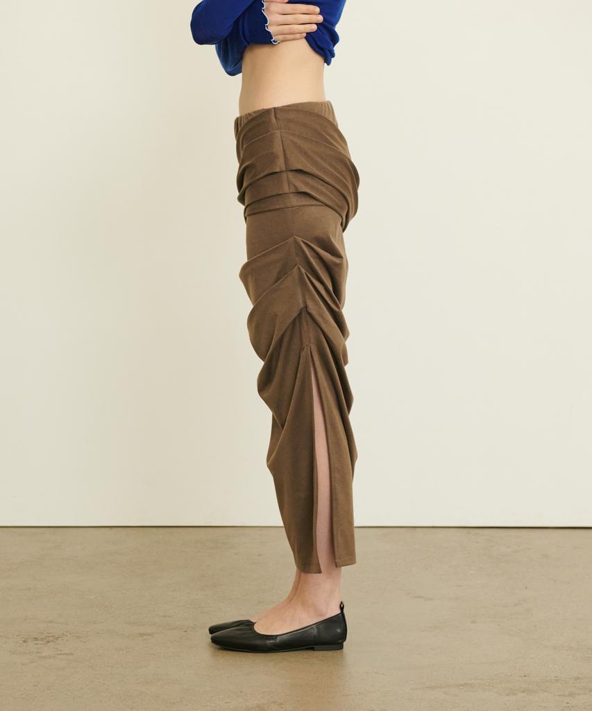 Eonmyuteu Drapery Ribbon Tie Skirt_Brown