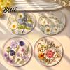 Protective Mats for Drinks Floral Print Acrylic Coaster Non-Slip Surface Heat Resistant Protection Cup Pad Clear Table Protectors Transparent Round