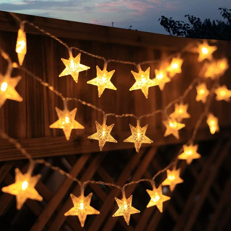 Battery Power Festoon Star Fairy String Lights Christmas Wedding Room Decoration Camping Outdoor Party Atmosphere Garland Lamp