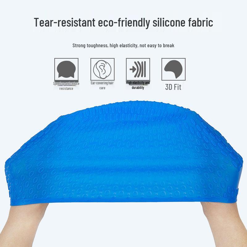 Extra Große Silikon-Badekappe für langes Haar - Bequemes Einfarbiges Design