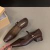2025 New Autumn Korean Version of Fairy Thick Heel Mary Jane Small Leather Shoes French Evening Temperament Commuter Single Shoes Woman