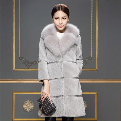 Winter Koreanische Version Damen Faux Schaffell Pelzmantel Mittellang Faux Pelz Kragen Mantel Büro Dame Traf Parkas
