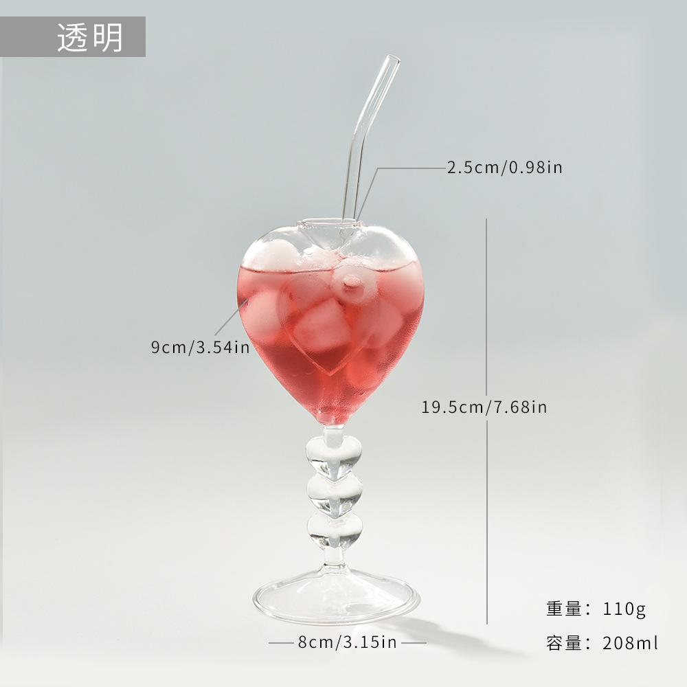 1 Stück 208ml 7oz Ins Love Cocktailgläser Tasse Kreatives Glas Rotweinglas Weinglas Herzförmig Stiel-Kelchglas