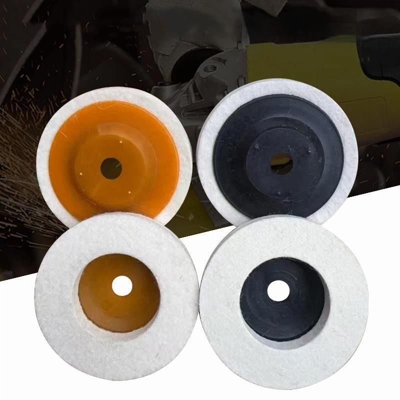 5PC 100mm/75mm Wool Polishing Wheel Set - Felt Buffing Pads for Angle Grinder On Metal, Marble & Glass