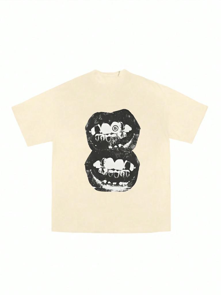 Lippenprint Grafik Unisex Baumwolle Basic T-Shirt Y2k Punk Sommer Mode Marke Rundhals Kurzarm Oberteile Vintage Lässig T-Shirt 3XL