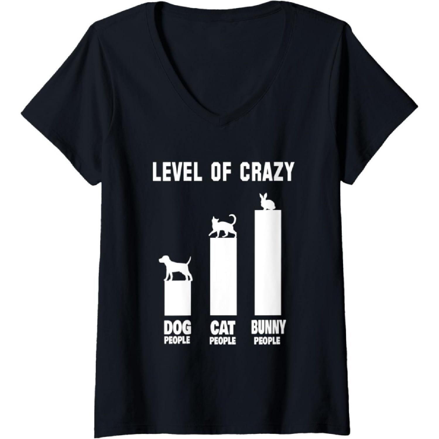 Womens Bunny Outfit Rabbit Owners Level Of Crazy Bunny People V-Neck T-Shirt S