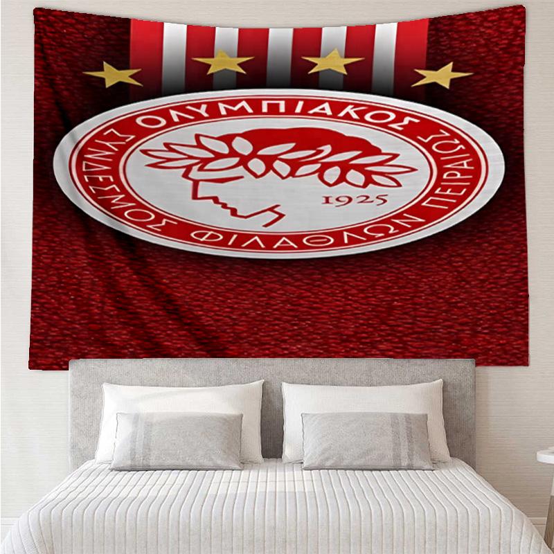 Olympiacos Fc: Red And Black Pride Tapestry Room Decoration Wall Hanging for Living Room Bedroom, Dormitory, Birthday and Christmas Gifts