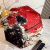 1PC Samurai Sunset Blossoms Automatic Umbrella - Suitable Travel Outdoor Portable Umbrella Birthday Gift Daily Essentials