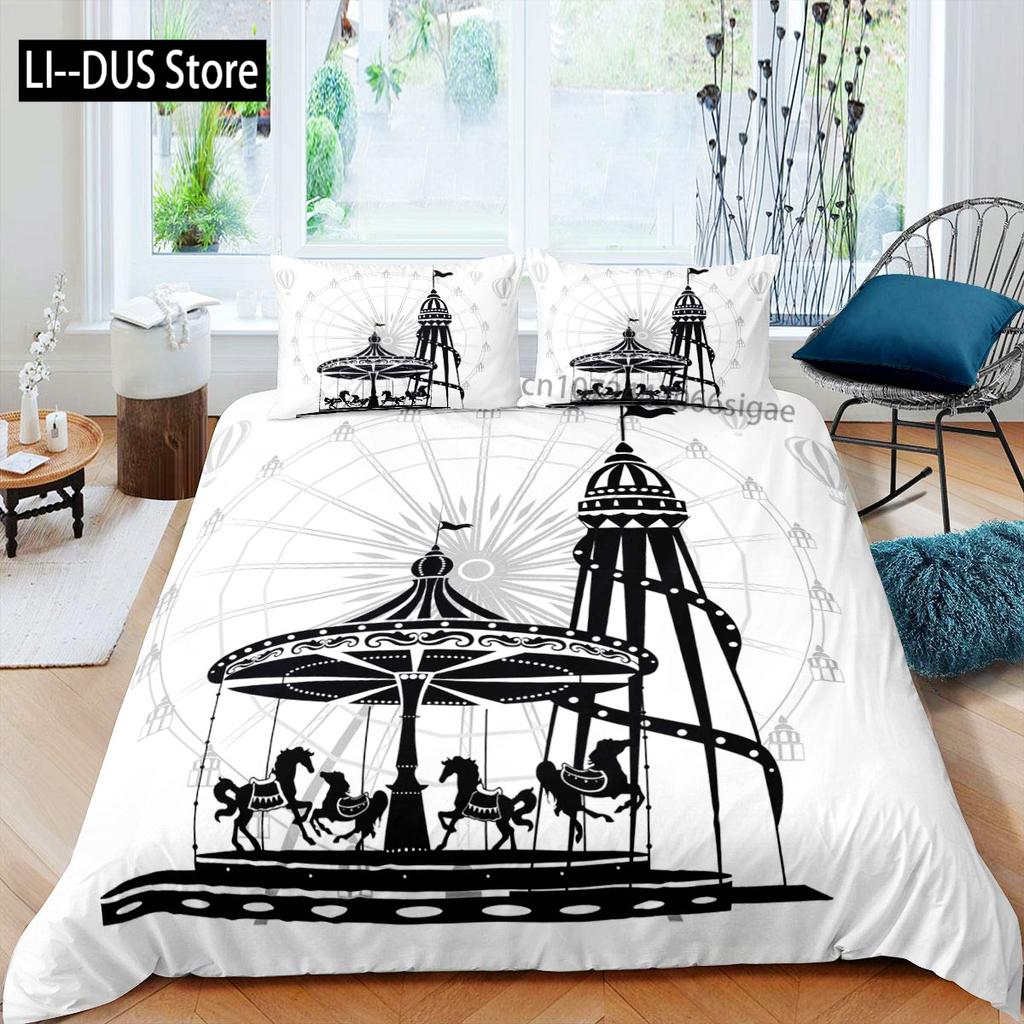 Comforter Amusement Park Polyester Ferris Wheel Ball Bedding Set Girl Cartoon Fairy Tale Queen Size 2/3Pcs Comforter