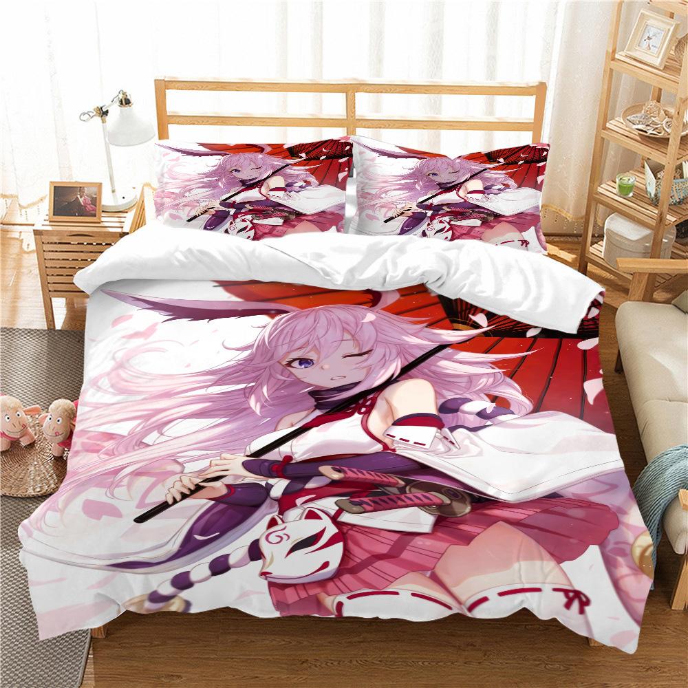 Quilt Cover Pillowcase Two Or Three-Piece Set Yae Sakura Series 3D Digital Printing Polyester