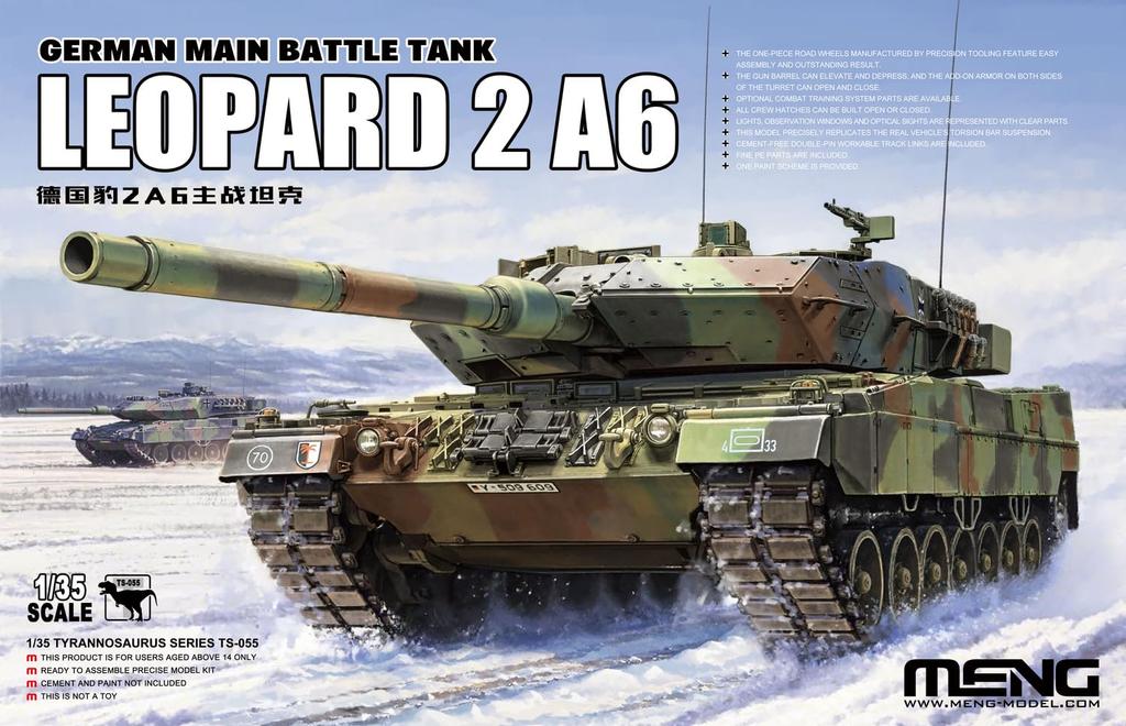 GSI Creos Monmodel 1/35 German Main Battle Tank Leopard 2A6 Plastic Model MTS055 (Tank)