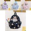 Labubu Cartoon Print Nylon Backpack For Boys And Girls With Waterproof Feature