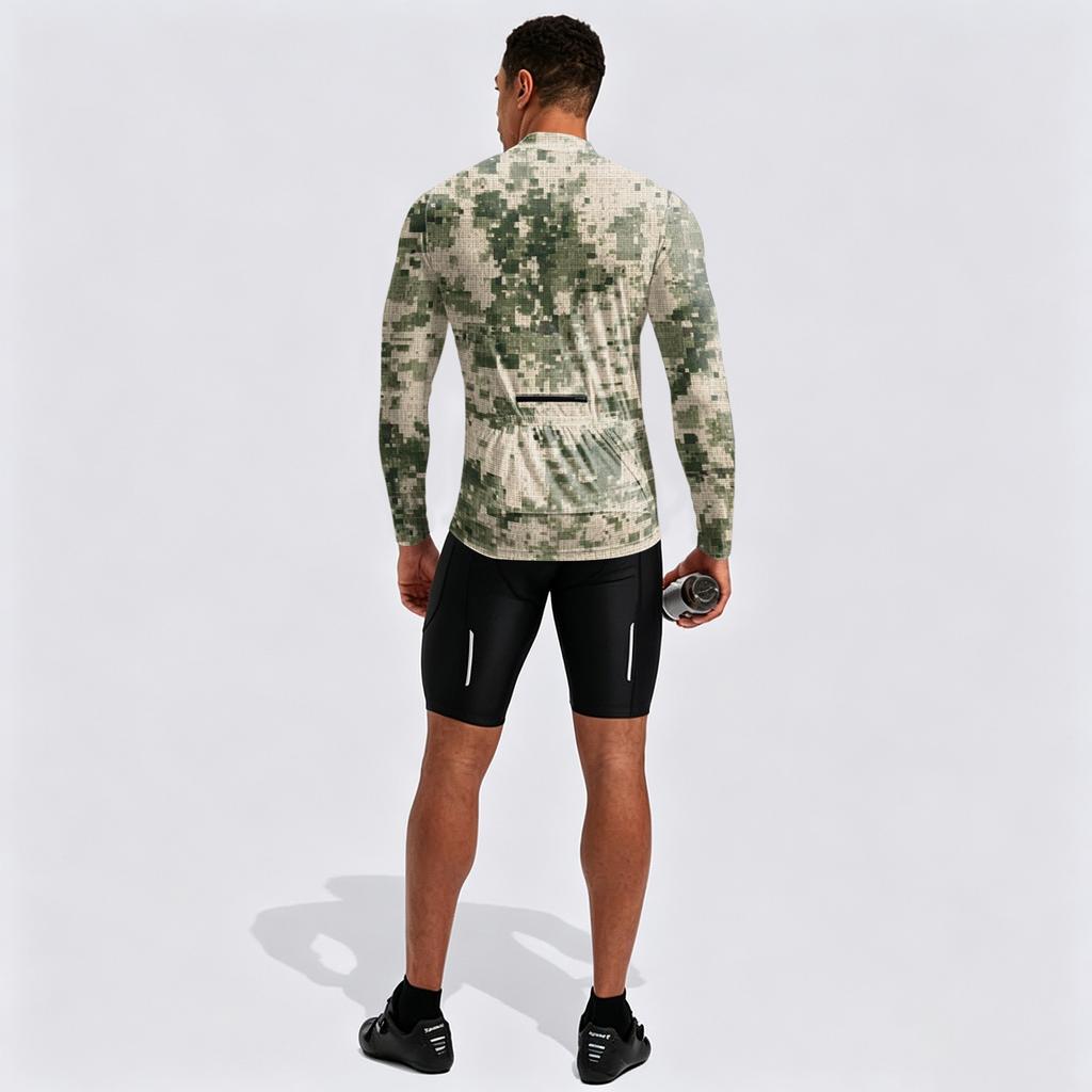 Herren Langarm Fahrradtrikot Atmungsaktiv Schnelltrocknend Mit Reißverschluss Pullover Leichtes Outdoor-Sportoberteil für Rennrad und Mountainbike