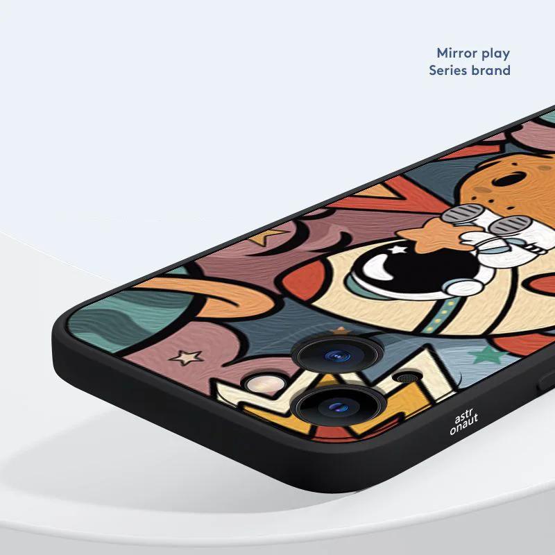 Creative Planet Cartoon Astronaut Square Silicone Phone Case For Samsung Galaxy S23 Ultra S22 Plus S21 FE S20 Note 20 Soft Cover