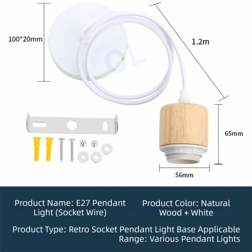 

Vintage Solid Wood E27 Lamp Holder Adjustable Wire DIY Accessories Pendant Lamp Screw Hanging Lampshade Base