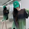 Summer Hollow Backless Strap T-shirt Thin Gradient Ice Silk Loose Sunscreen Clothing Vintage Goth Women Shirts Sexy Tops