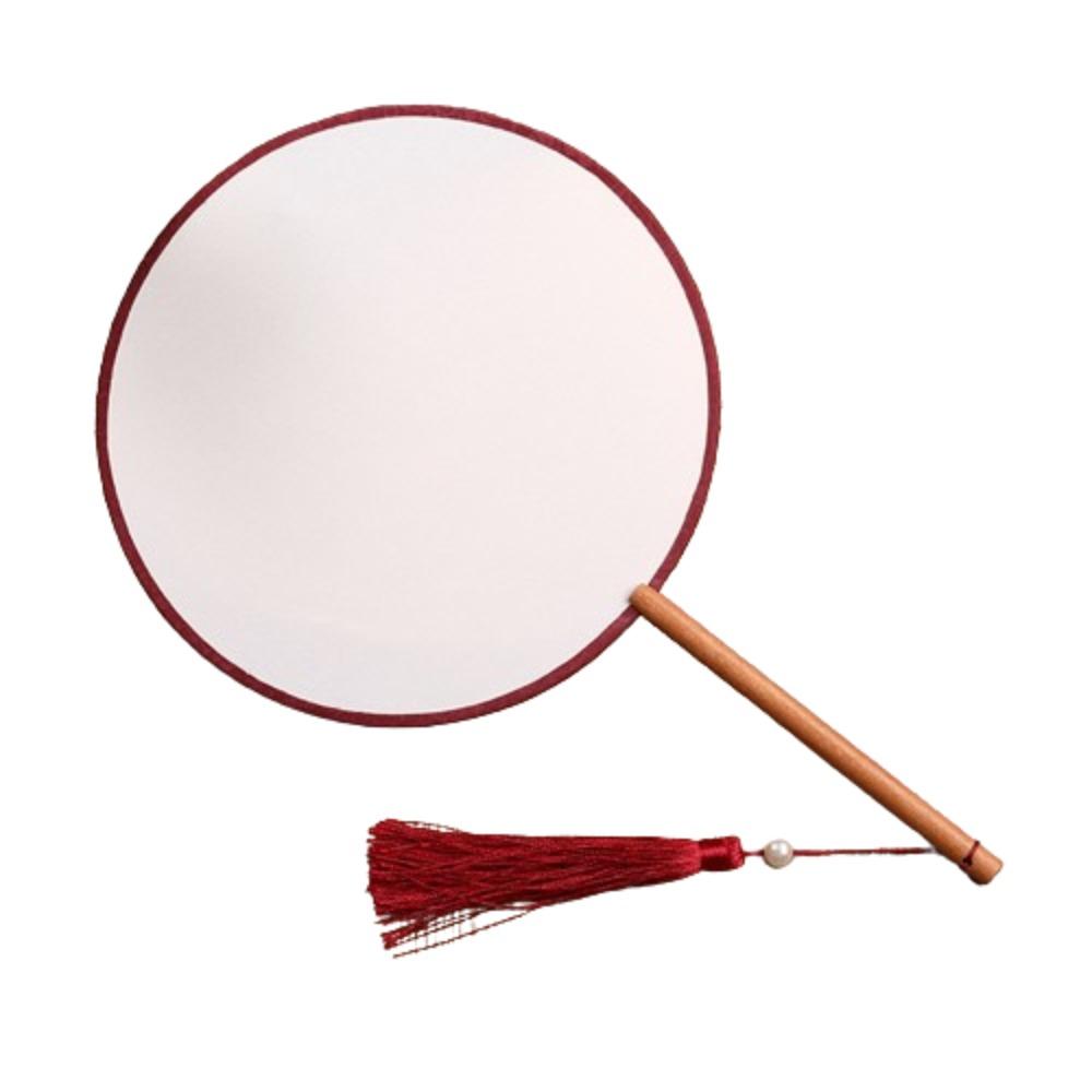 Chinese Style Blank Round Hand Fan Embroidery Dance Fan Wooden Silk Hand Fan  Home Decoration