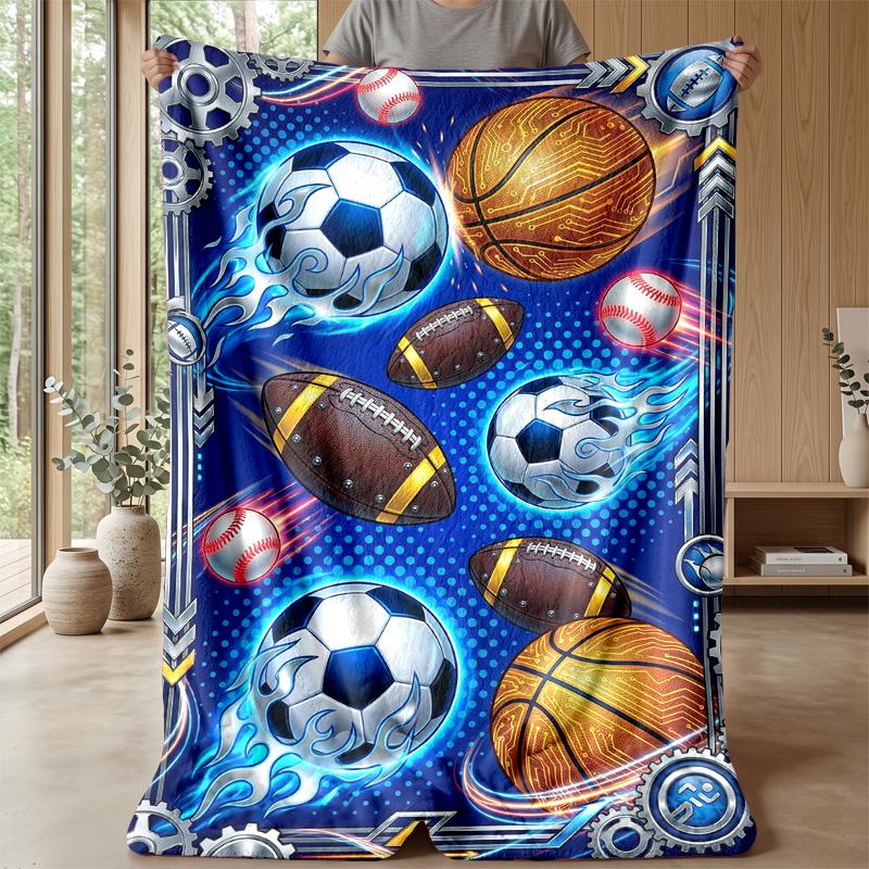 Sports Ball Collection 2 Theme blanket Lightweight Warm Flannel Blanket Decorative Throw Blanket for Home Decoration