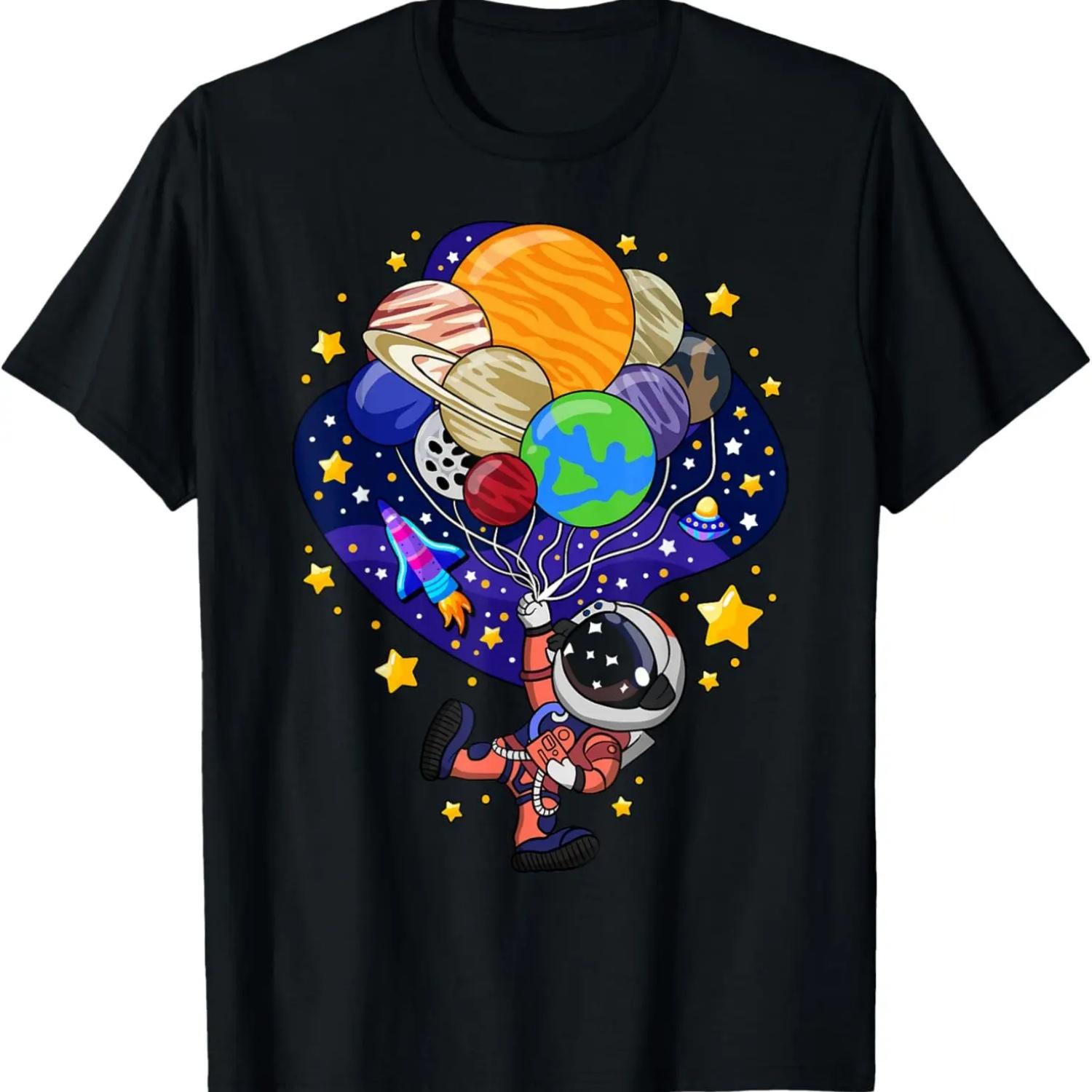 Space Astronaut Spaceman Astronomy Earth Mars Planets T-Shirt S чёрный