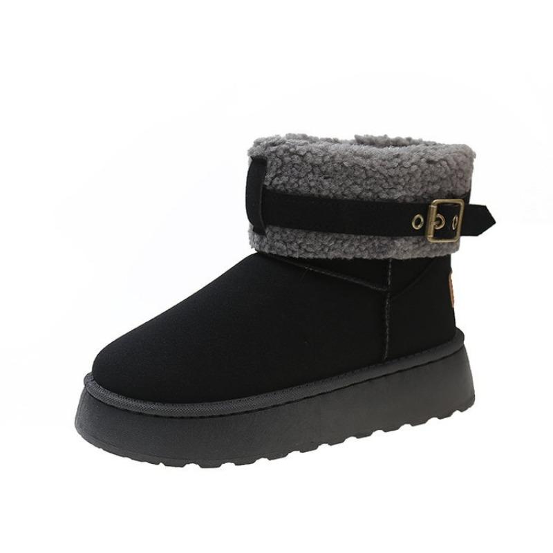 Large Size Fluffy Snow Boots for Women's Autumn and Winter New Velvet Thickened Large Cotton Warm Cotton Shoes Cotton Boots for Women