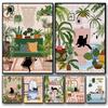 Modern Green Plants Abstract Black Cat Minimalist Wall Art Print Canvas Painting Posters for Living Room Modern Home Decor