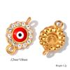 4Pcs Enamel Round Evil Eye Charms Connector Turkish Evil Eye Rhinestone Pendant For Bracelet Necklace DIY Jewelry Making