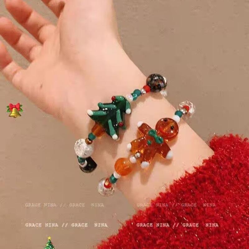 Christmas Bracelet Cute Santa Claus Gingerbread Man Bracelet Christmas Eve Gift Girlfriend Bracelet Jewelry Bangles for Women