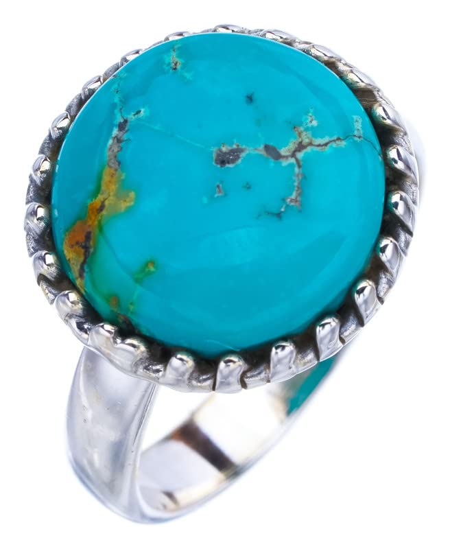 

StarGems® Natural Turquoise Handmade 925 Sterling Silver Ring 7.25 F2365