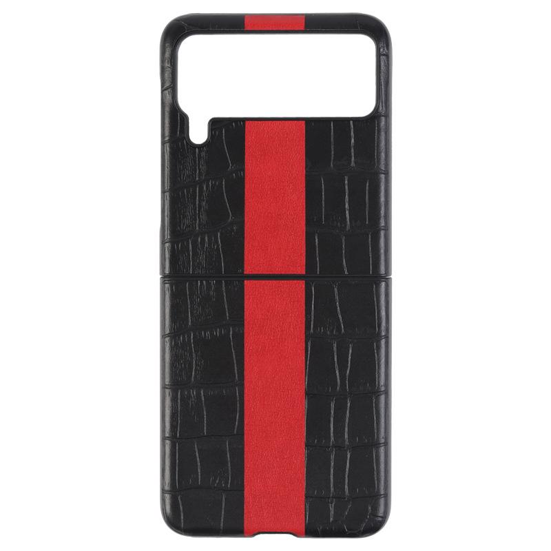 Stripe Litchi Grain Cross Pattern Case for Samsung Galaxy Z Flip 5 Flip 4 Flip 3 Phone Case Full Shockproof Luxury Leather Case for ZFlip4 3