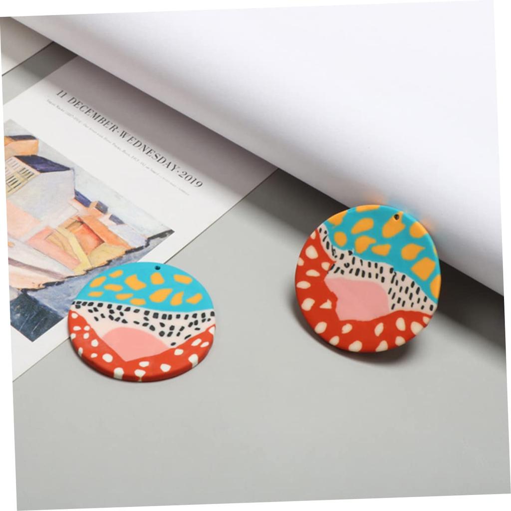ULDIGI 50pcs Circle Labels, Wooden Tags, Wood Jewelry Chips, 7-Disc Wood with Holes, Charms, DIY Pendants, Wooden Charms