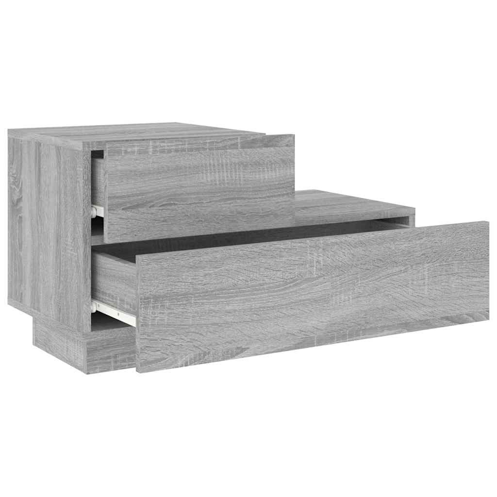 Nightstand with LED Lights Grey Sonoma 70 X 36 X 40.5 Cm