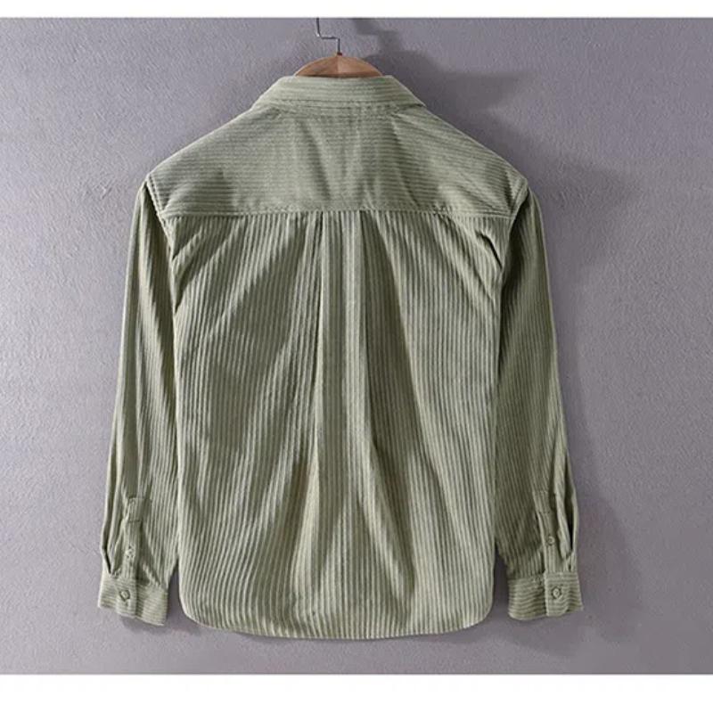 Autumn and Winter Shirts for Men Japanese Style Men Clothing Solid Color Long Sleeve Corduroy Shirt Daily Casual Top Simple