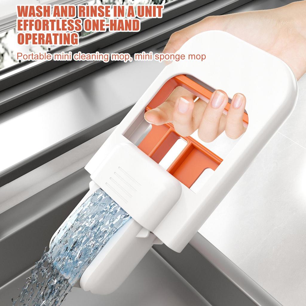 Mini Sponge Mop Mini Portable Super Absorbent Mop Window Cleaner Self Squeeze Small Narrow Space Mop for Desktop Floor