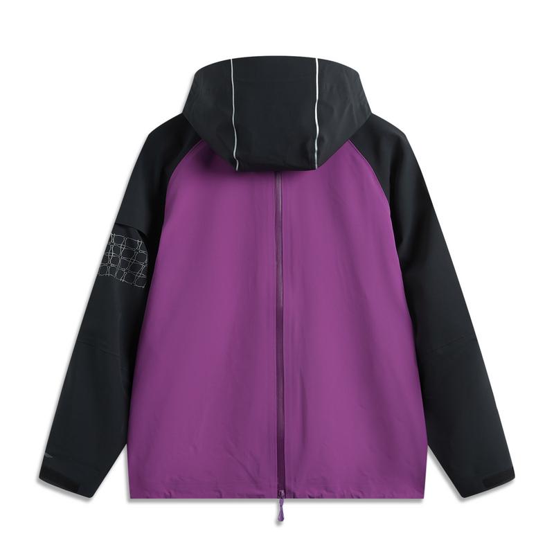 Li Ning Breath Pro Spliced Letter Zipper Hooded Comfortable Breathable Long Sleeve Waterproof Windproof Jacket Unisex Jacket Space-Purple AEMU045-3