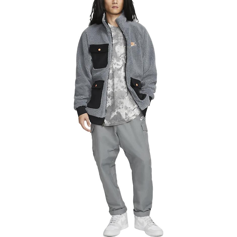 Nike Embroidered Logo Stand Collar Reversible Full-Zip Jacket Men Outerwear Cool-Grey DZ4713-065