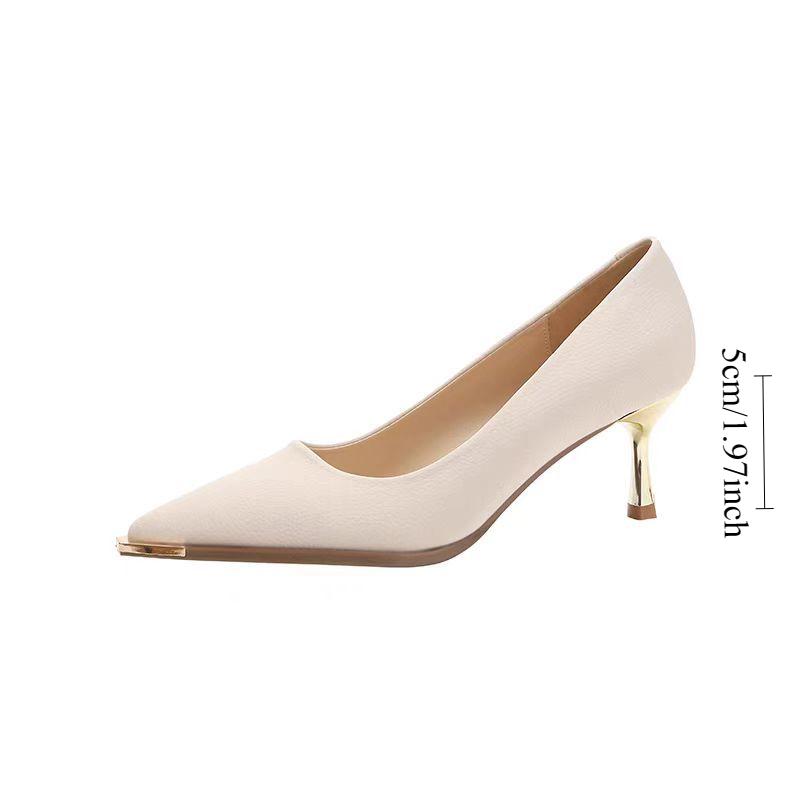 Professional OL High Heels Stiletto Heel Pointed Leather Temperament Single Shoes Commuter Women's Shoes