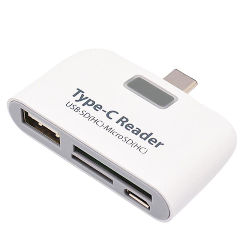 USB 3.1 External 4-in-1 Type-C Mobile Phone USB2.0 Card Reader USB & CF Compatible SD & TF Card Reading Peripheral Port