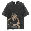 Harajuku Anime Jujutsu Kaisen Fushiguro Toji Printed Washed T Shirt Men Vintage Cotton T-shirts Manga Tee Hip Hop Male Tshirt
