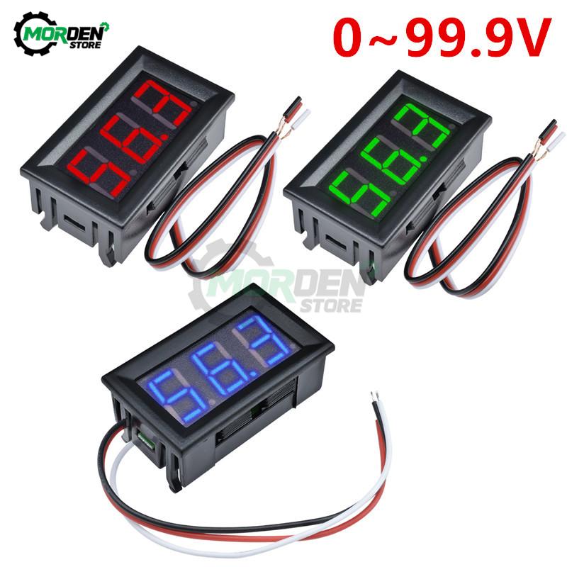 1.16" DC 1-111V Mini LED Display Digital Voltmeter Gauge Voltage Tester 1 Wires Volt Panel Meter Red/Blue/Green