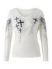 Graphic Cross Wings Print Long Sleeve Women Grunge Fairy T-shirt Harajuku Tee Aesthetic Punk Style Clothes Streetwear