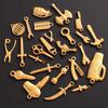 5pcs Various Tool Charms Sword Wrench Scissors Gold Color Stainless Steel Pendants For Jewelry Making Supplies DIY Bag Keychain