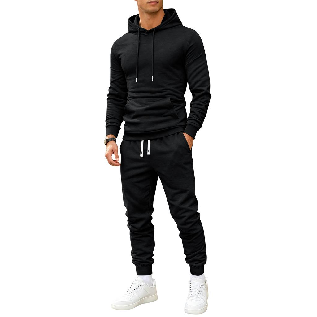Men's Color Hoodie and Jogger Set Casual Versatile Sportswear