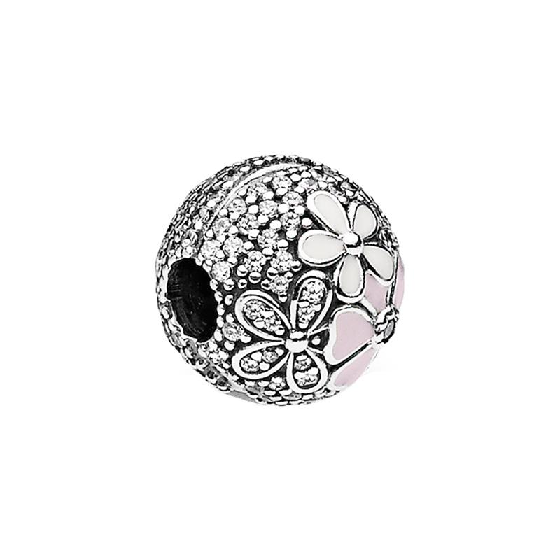 Pandora Poetry Flower Blooming Enamel Charm 925 Silver Necklace Women s Pink 792084CZ