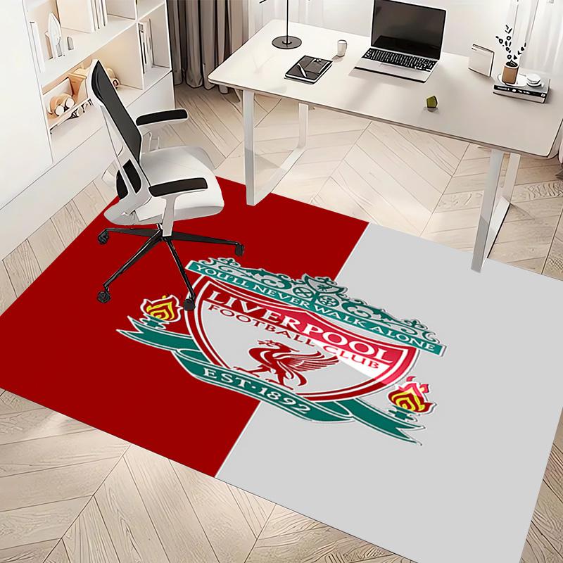 1pc Liverpool FC logo Print Area Rug - Soft, Washable Non-Slip Indoor Mat, Living Room, Home Office Decorative Rug,Office Decorative
