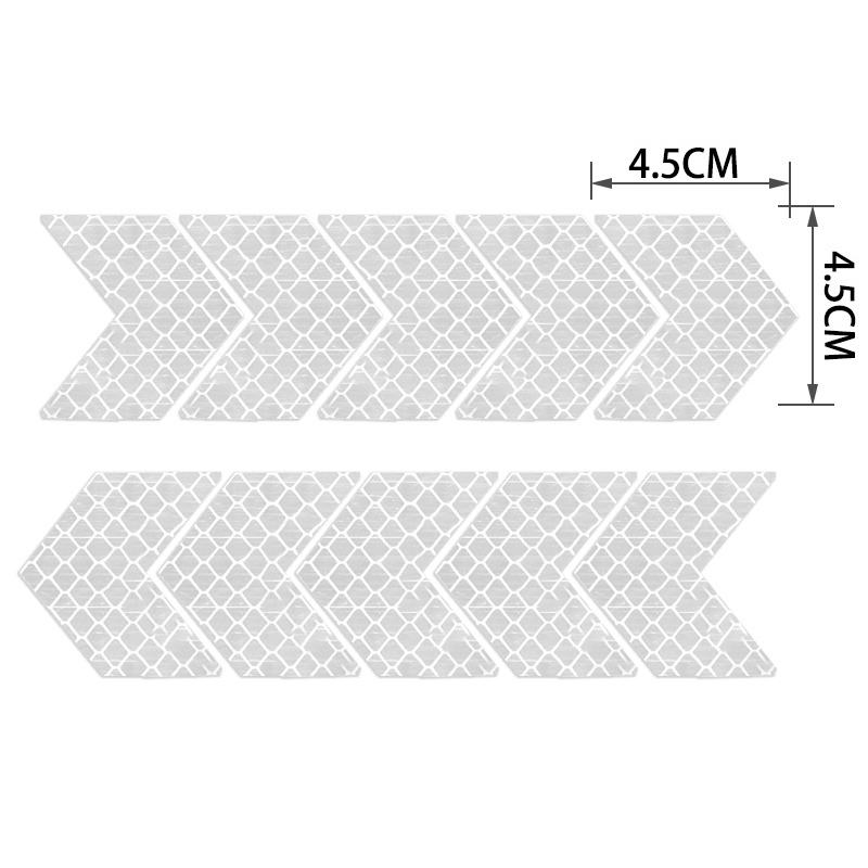 10 Piezas/Set Cinta Reflectante de Señal de Flecha Adhesivo de Seguridad de Advertencia Para Parachoques de Coche Maletero Reflector Cinta de Peligro Accesorios para Motocicleta