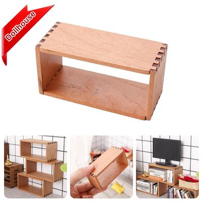 1Pcs 1:12 Dollhouse Miniature Wooden Storage Cabinet Storage Rack Bookshelf Model Furniture Accessories Toys