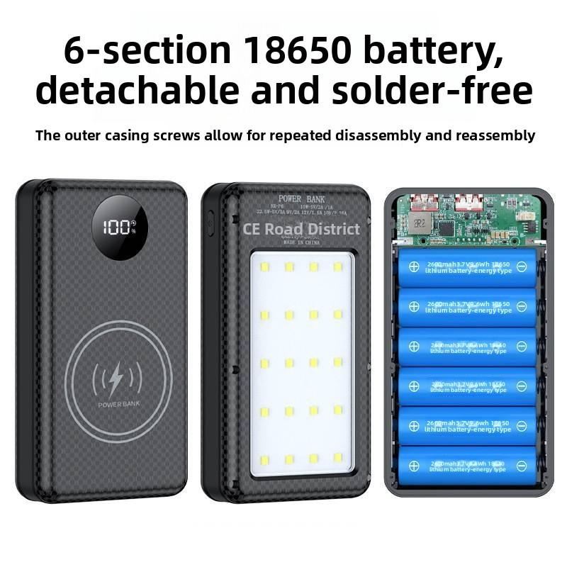 Portable Battery Case With Wireless Charging And Camping Light For Outdoor Use