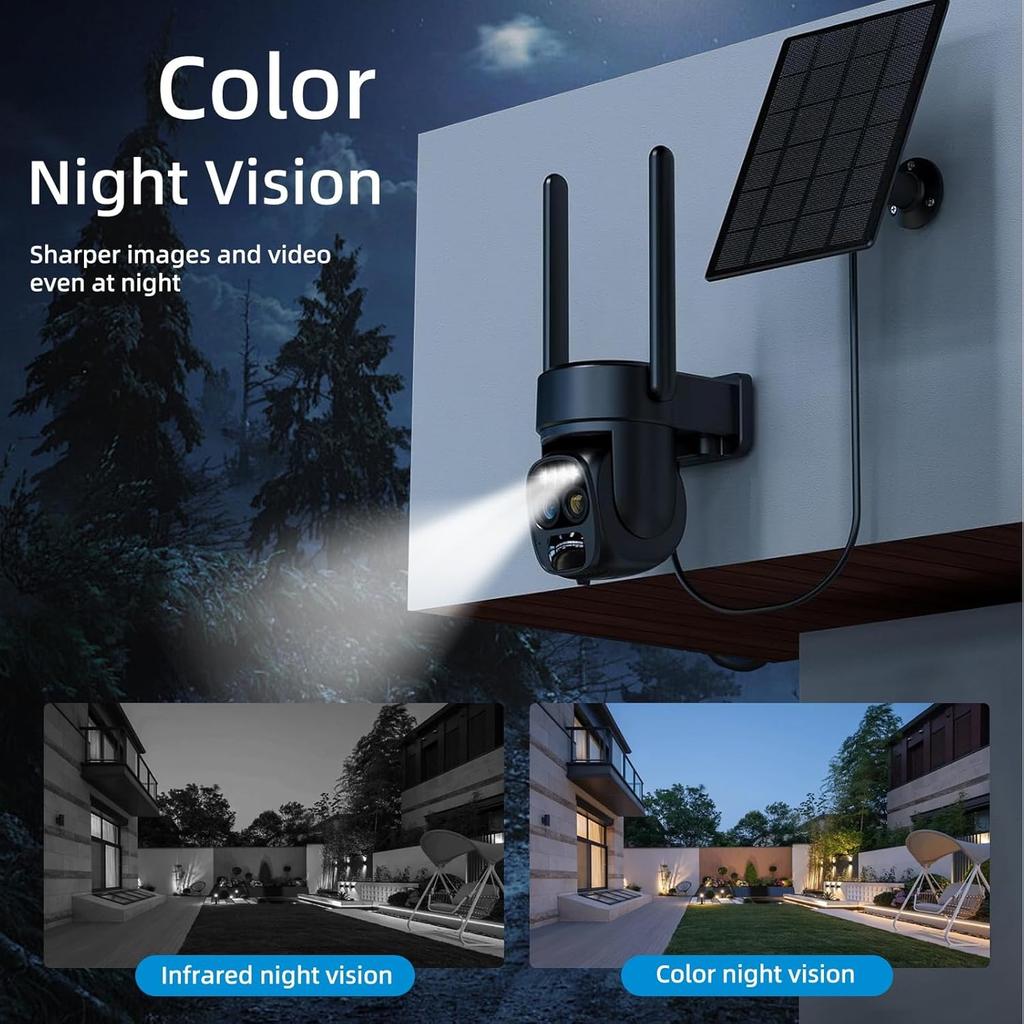 OKAM PRO Outdoor Solar Camera with 10x Optical Zoom 4G SIM PIR Motion Detection Night Vision Two-Way Audio CCTV 9000 MAh Battery