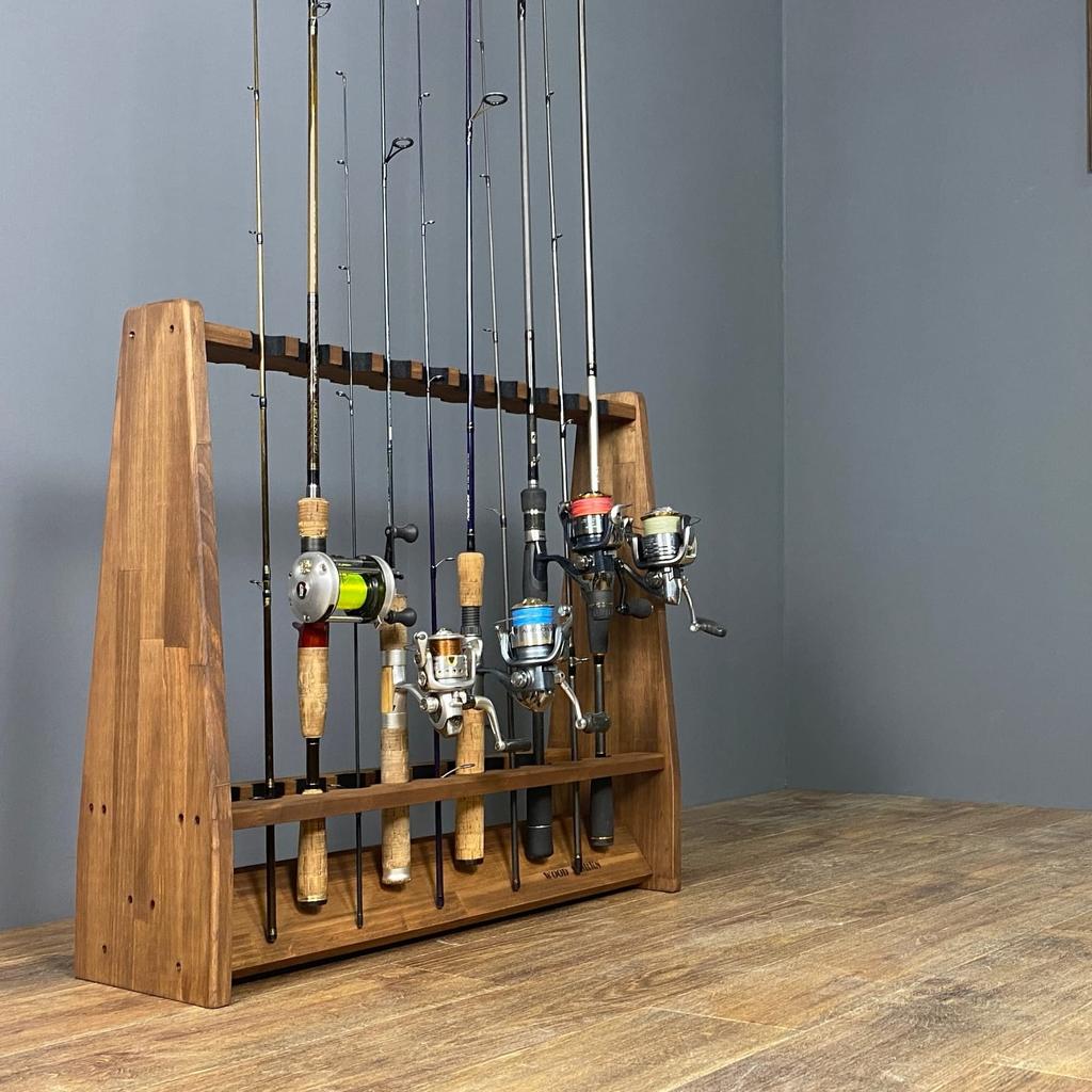 WOOD WORKS Made in Japan Rod stand for 19 rods on both sides Body Felt [Brown] [Black]