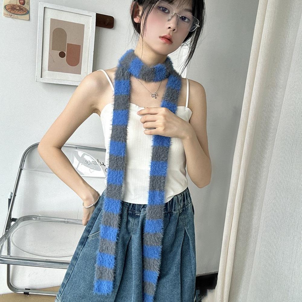 Knitted Wool Sausage Thin Scarf Y2 Neck Scarves Fashion Plush Long Narrow Scarves  Autumn Winter